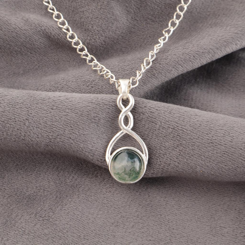 Moss Agate Gemstone Jewelry, 925 Solid Sterling Silver Pendant Jewelry, Handmade Artisan Jewelry For Wedding Gift