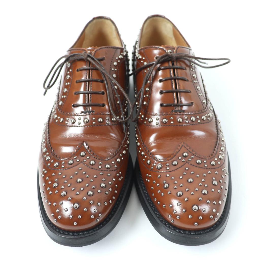 Great CHURCH'S Leather shoes Burwood Met Studs Wingtip Brown leather Women 36.5 Used