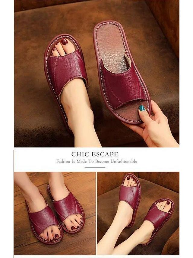 Unisex Echtleder Rindsleder Hausschuhe: Rutschfest, Bequem, Lässig und Kühl für Alle Jahreszeiten