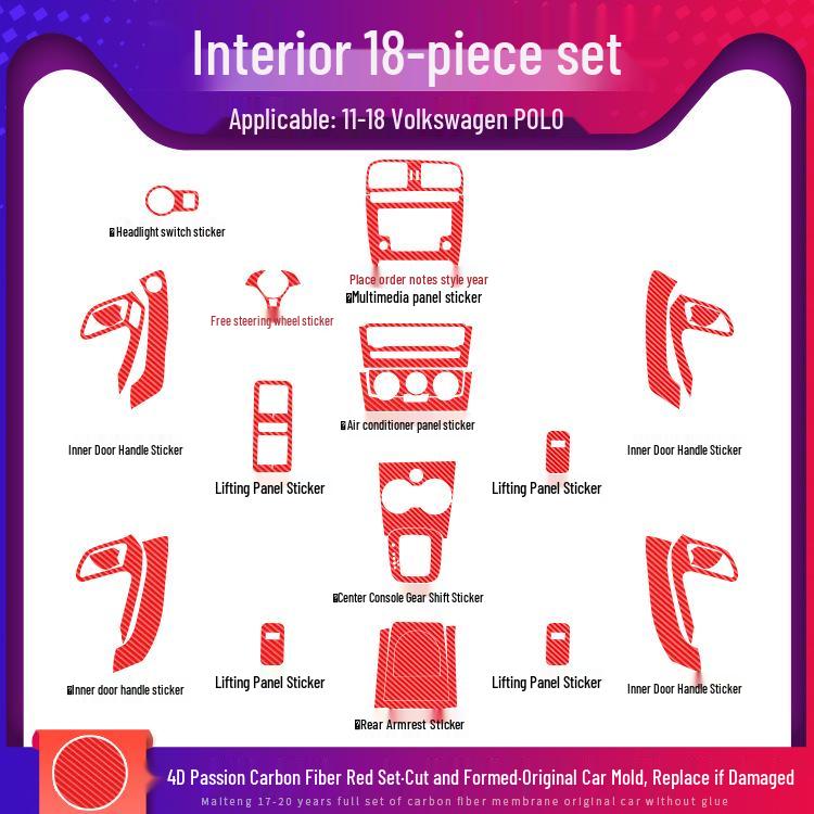 Anti-Scratch Sticker for 2011-2018 VW Polo Center Console Interior