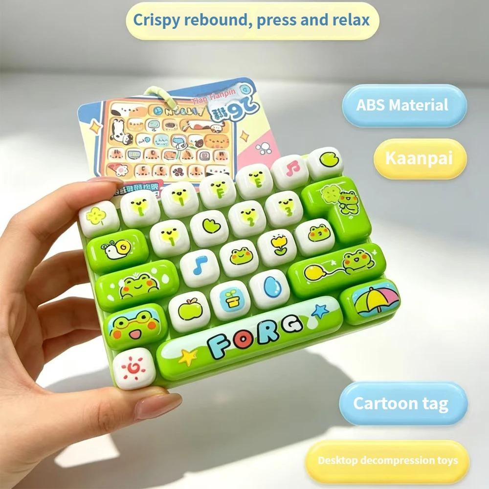 26-keys Fidget Keyboard Keychain Mechanical Keyboard Fidget Toy Portable Decompression Button Stress Relief Toy Backpack Pendant