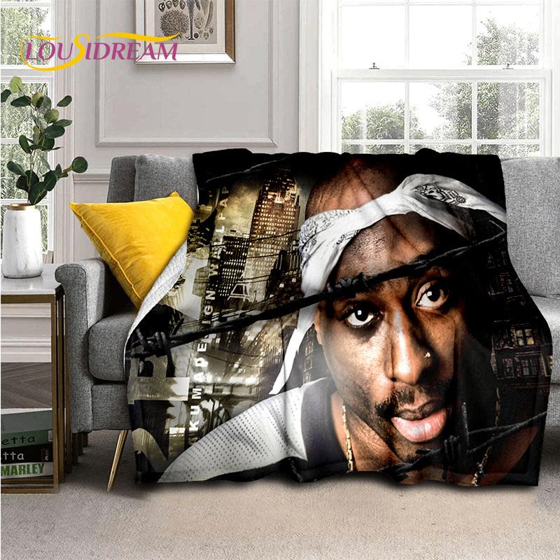 Rapper Eminem Tupac 2pac Hip-Hop Music Rap God Blanket,Soft Throw Blanket for Home Bedroom Bed Sofa Picnic Travel Cover Gift