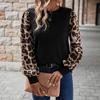 Women Long Sleeve Round Neck Leopard Print Casual T Shirt