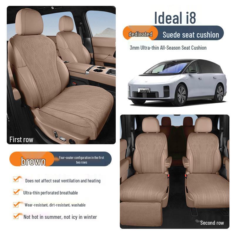 Ideal I8 Car Seat Cushion - All-Season, Universal Fit, Breathable Perforated Suede
