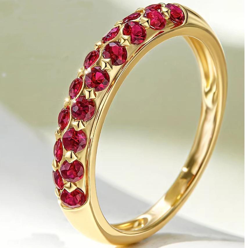 Fashionable Golden Pigeon-blood Red Corundum Ring - Elegant Red Diamond Pair Of Earrings Party Wedding Engagement Jewelry Gift