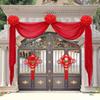Large Red Floral Wedding Entrance Curtain - Rustic Silk Flower Decoration