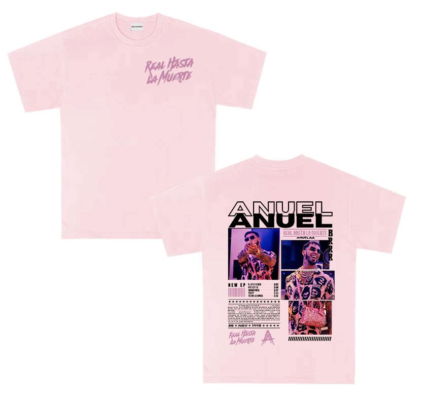 Rapper ANUEL AA Real Hastala Muerte Tour 2025 new Album T Shirt Men Retro Hip Hop Fashion Cotton Short Sleeve Tshirt Streetwear