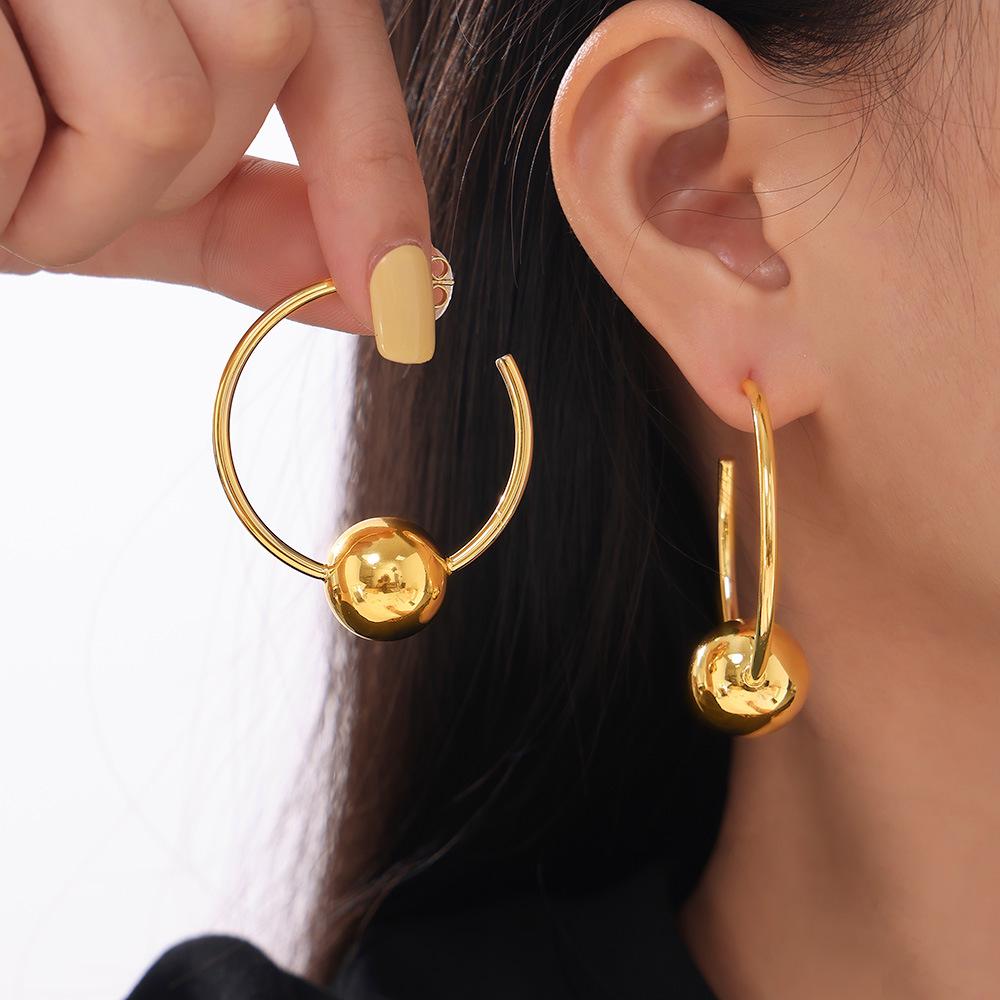 

Geometric Open Hoop Earrings, 18k Gold-Plated Copper, Minimalist Design for Women