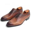 Fashion Luxury Formal Men Shoes Crocodile Embossed Social Business Handmade Lace-Up Fashion Customization Dress Man Shoe Genuine Leather