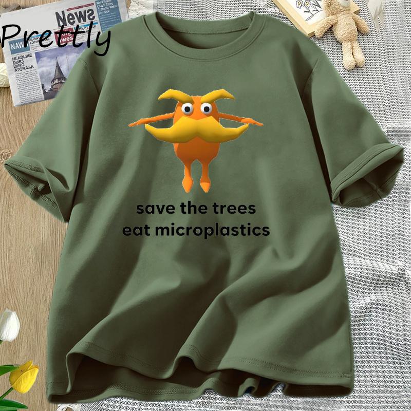 Save The Trees Eat Microplastics Funny Meme T Shirt Unisex Unisex Weirdcore Joke T-shirt Summer O Neck Short Sleeve Graphic T Shirts