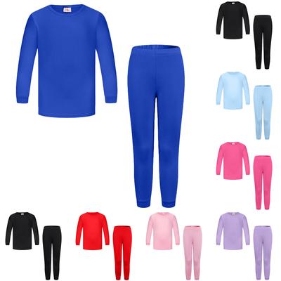 Boys And Girls Casual Fashion Solid Color Long Sleeved Pants Two-piece Pajama Set
