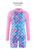 Long Sleeve Mermaid One-Piece Girls' Swimsuit with Sun Protection