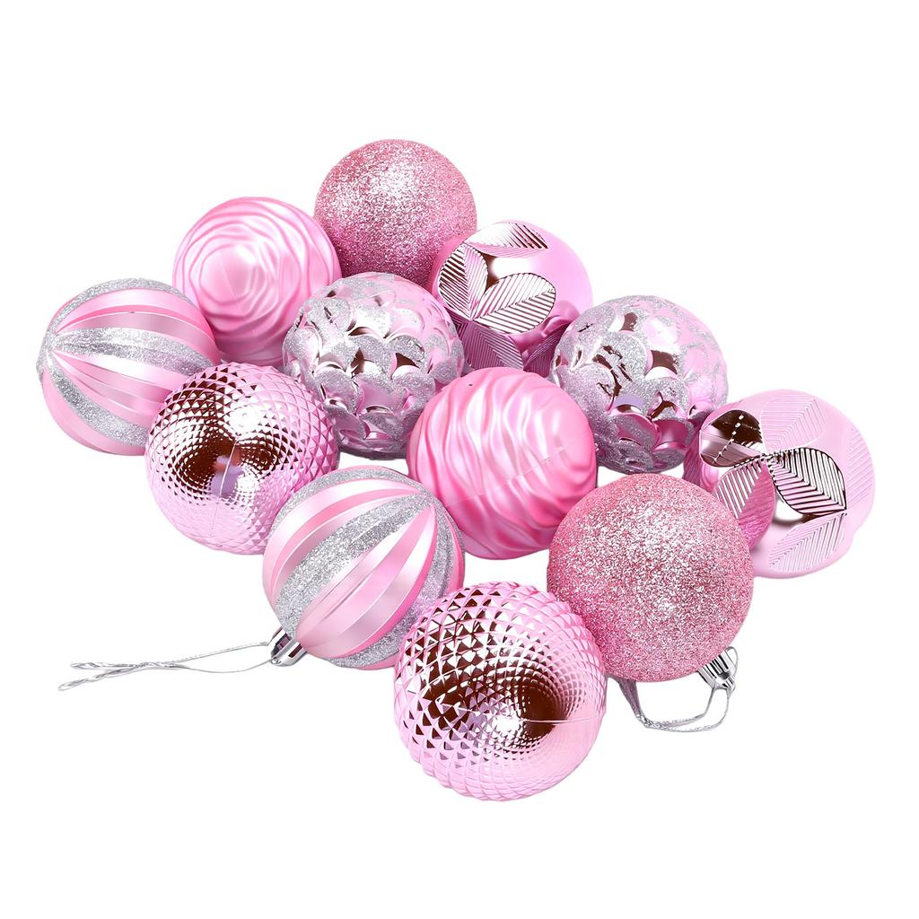 12PCS Xmas Tree Ball Decorations 6cm Holiday Hanging Ball with Rope for Garland Door Window Desk Arrangement