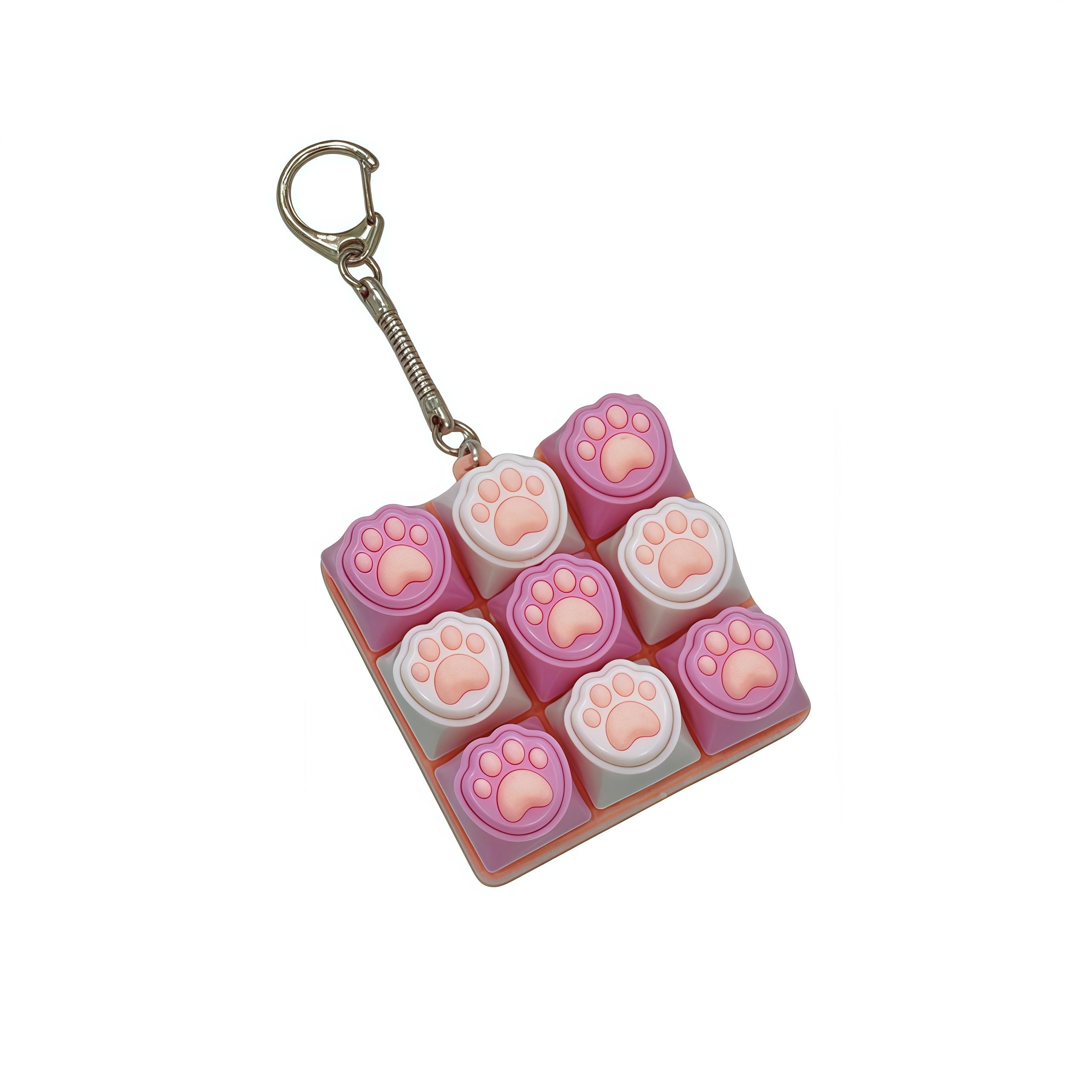 1 STuks Toetsenbord Fidget Speelgoed, 9 Toetsen Mini Geluid Kattenpoot Romige Klikker Sleutelhanger voor Volwassenen Asmr Triggers Stressverlichting