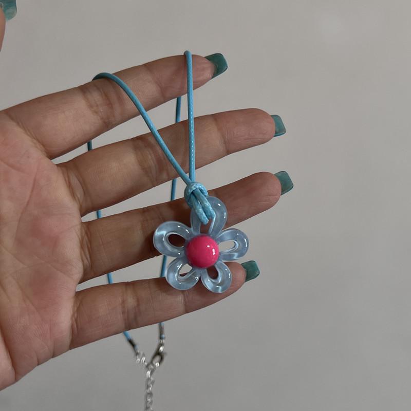 Boho Colorful Sugar Star Tassel Pendant Choker Necklace for Women Sweet Love Heart Chain Aesthetic Jewelry Accessories