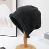 Simple solid color knitted hat for women, small face in autumn and winter, casual versatile wool hat, warm ear protection, stacked hat
