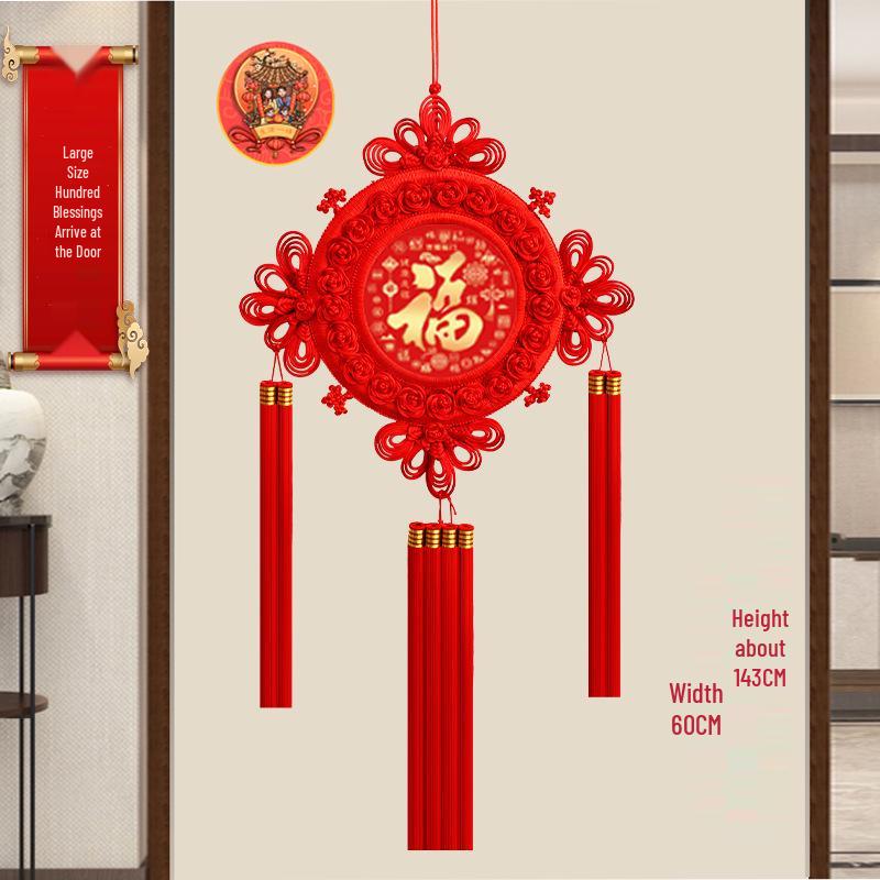 Large Chinese Knot Pendant - Fu Character Ornament for Living Room, Foyer & Entrance, New Year Decoration