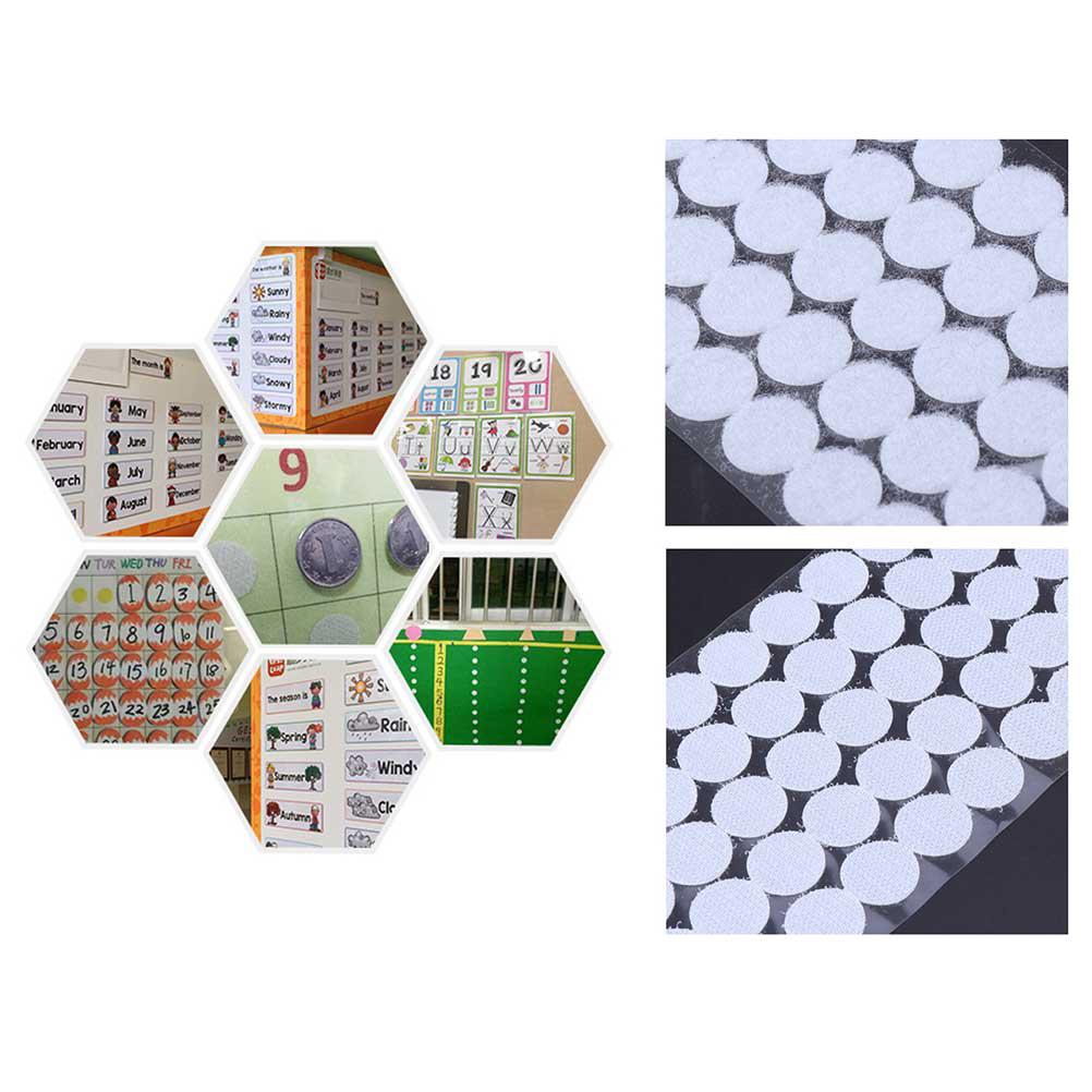 900 Pcs 10Mm Diameter Back Adhesive Tape White Waterproof Peel Stick Wall Decor Round Stickers Loop Hook Tape Diy
