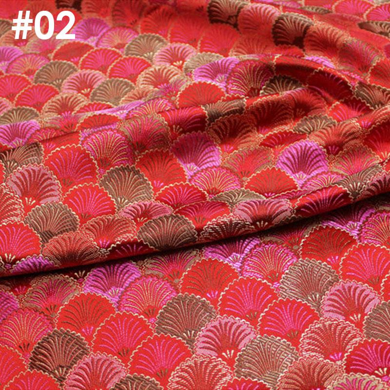 100x75cm Chinese Style Tibetan Mongolian Robe Brocade Jacquard Fabric Retro Silky Satin Fabric For DIY Hanfu Sewing Material