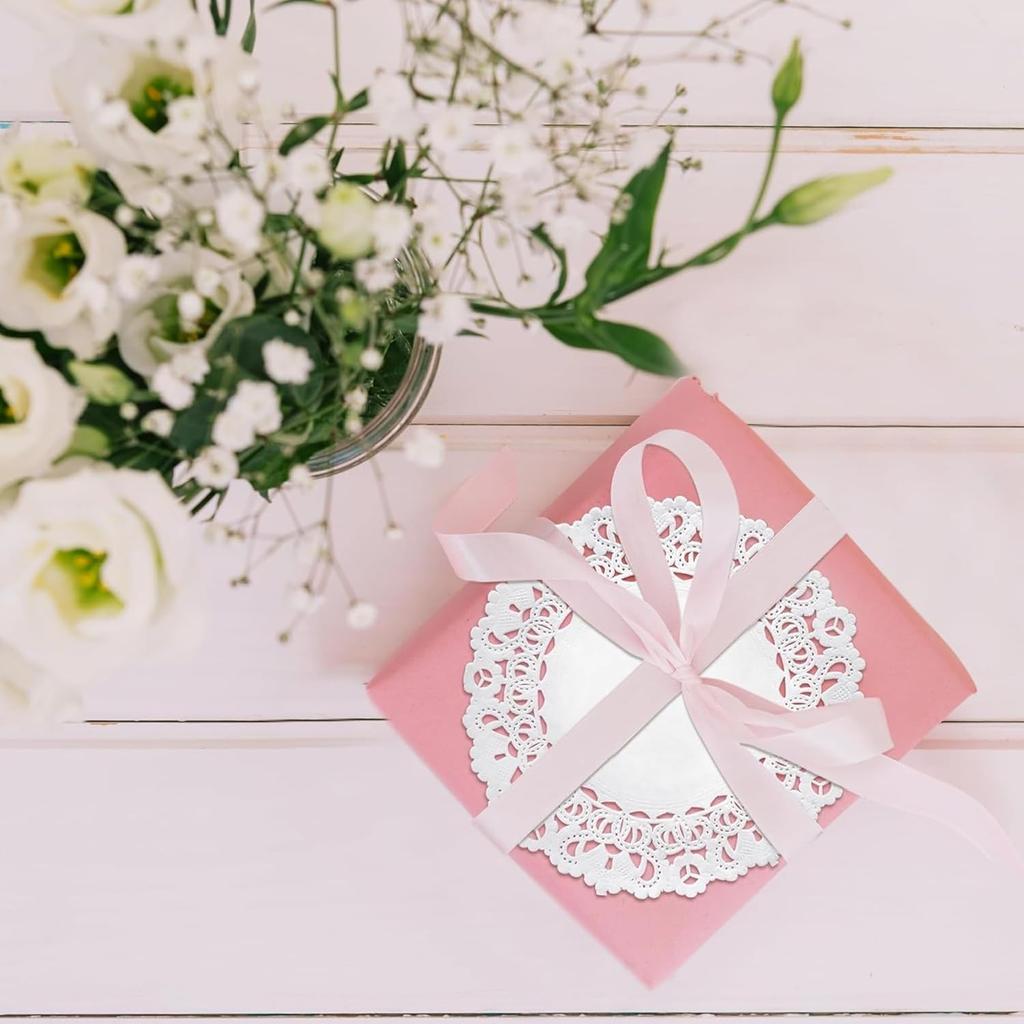 The Baker Celebrations White Round paper Lace Table Doilies 4 5 6 8 10 and 12 inches Assorted Sizes (Variety pack of 120-20 of each)