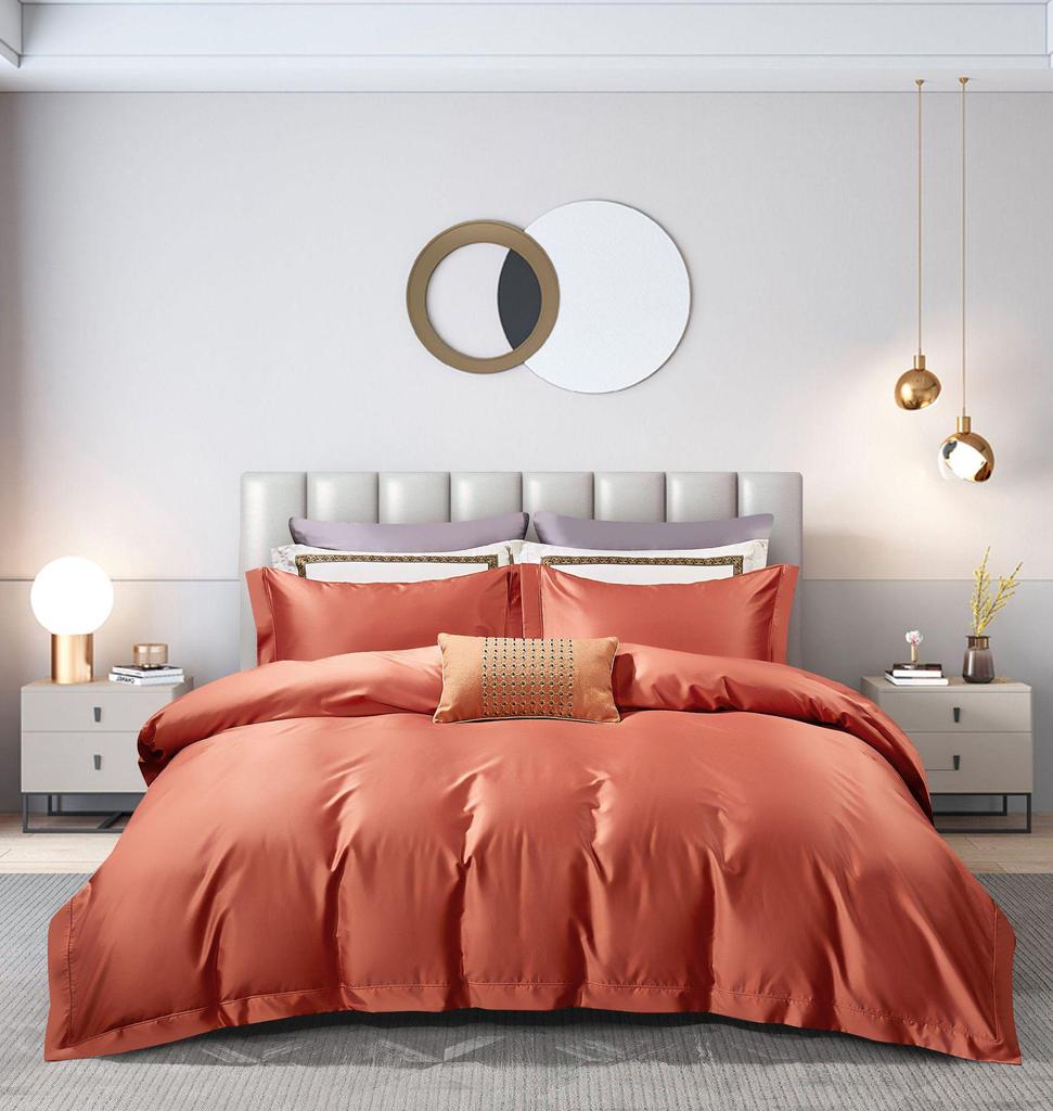 50S Pure Cotton Sateen Solid Color Brocade Fabric Duvet Cover & Bed Sheet Hotel Collection