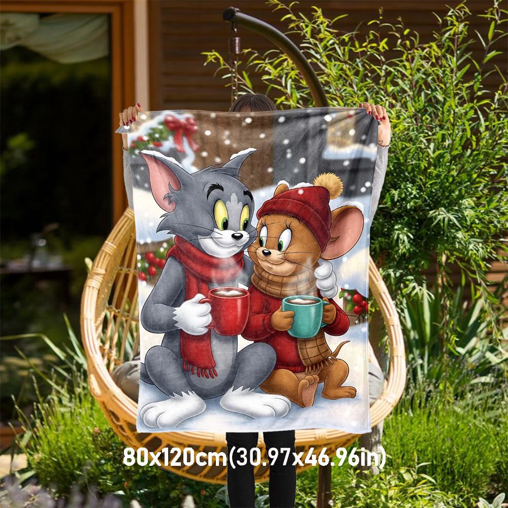

1pc Tom and JerryOutdoor Flannel Blanket Soft Plush Decor for Picnics, camping,Bedroom, Playroom, or Lunch Breakn1207A 80x120cm(31x47inch)