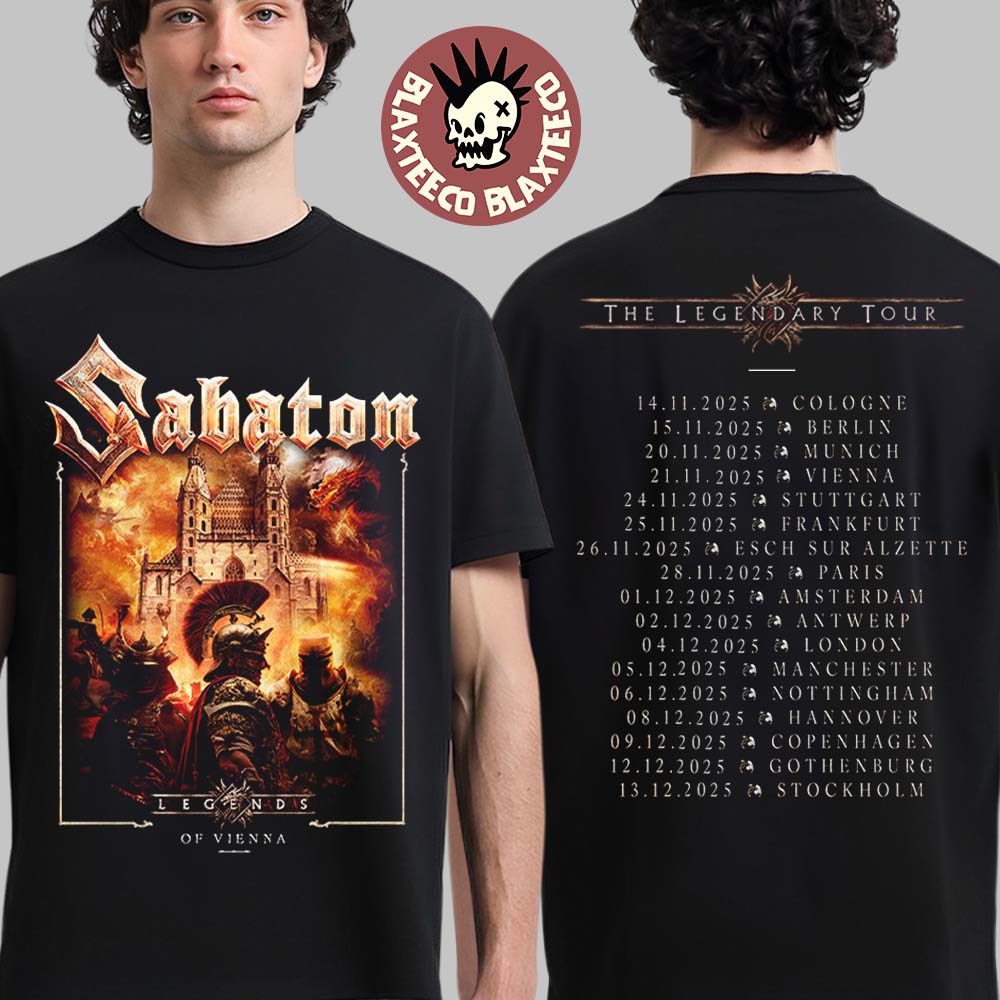 Sabaton Legendary Tour Two Sided T-Shirt Men Women Oversized Short Sleeve Streetwear Harajuku Cotton Tee Shirt Female Male Clothing 4XL