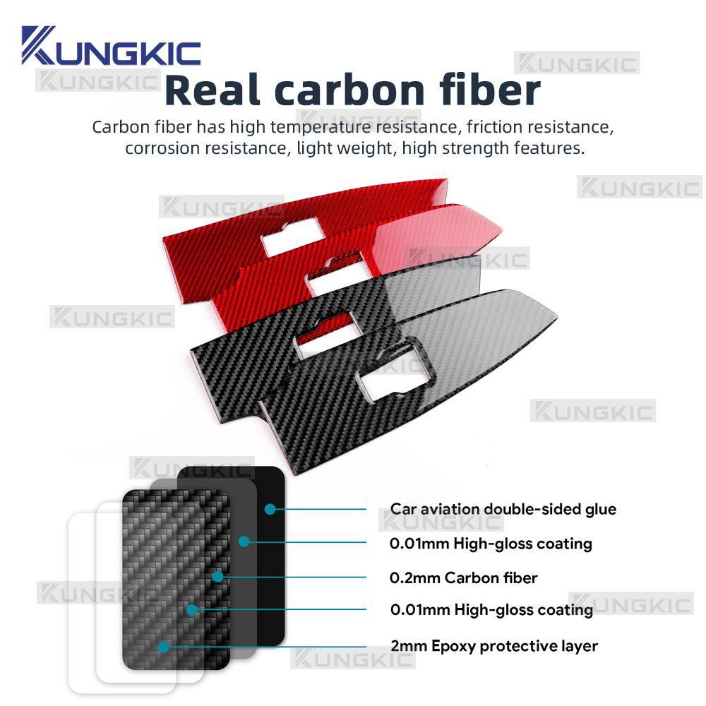 For Honda Accord 2018 2019 2020 2021 2022 Real Soft Carbon Fiber Sticker LHD Car Window Lift Button Panel Interior Accessories