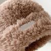Women Winter Hat Fuzzy Plush Short Brim Solid Color Dome Windproof Warmth Sun Protection Fisherman Cap Outdoor Travel Headwear