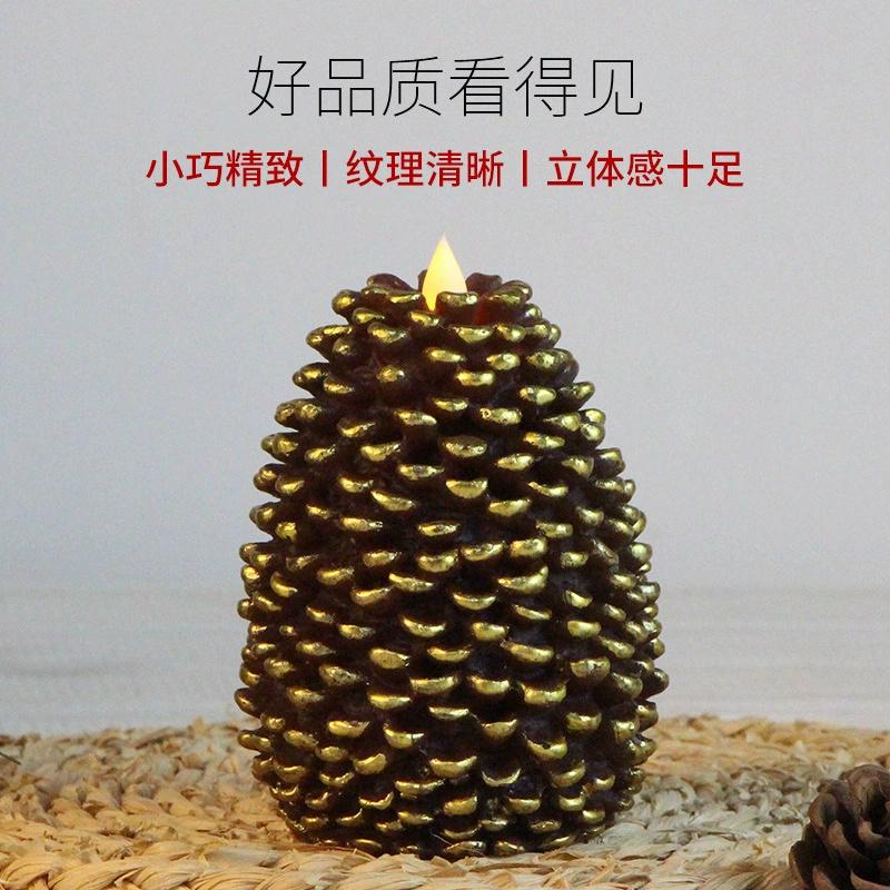 LED Pine Cone Candles Battery Operated Paraffin Pinecone Candles Remote Control Festive Christmas Thanksgiving Decor For Shelf