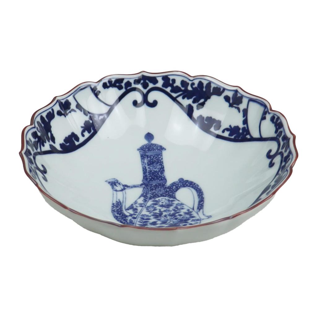 Gorgeous and Gorgeous Ko-Imari Romantic Yuuki Design [Arita Ware, Made In Japan] Luxury Gift Item: Kikyo-rimmed Small Bowl with Pomegranate Design