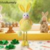 Cute Plush Easter Rabbit Figurine Huggable Material Window Decoration Plush Easter Bunny Creative Design Tabletopper Figurine