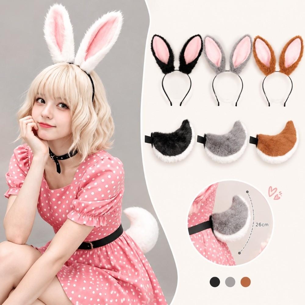 Animal Ear Long Rabbit Ears Headband Cute Decorative Headband Plush Bunny Ear Hair Hoop  Daily Wear