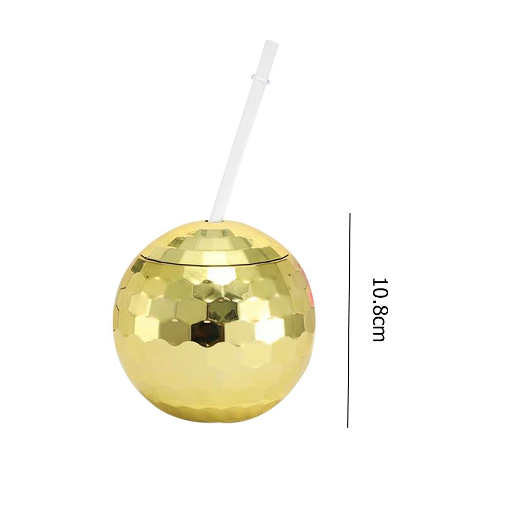 600ml Flash Ball Cup Creative Ball-shaped Sippy Cup Glittering Straw Cup Unique Spherical Water Cup for Bar Nightclub