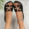 Women's Casual Slippers Thick Soles Wedge Heel Open Toe Fashionable Floral Rhinestone Decorative Outdoor Casual Wear Flip Flops