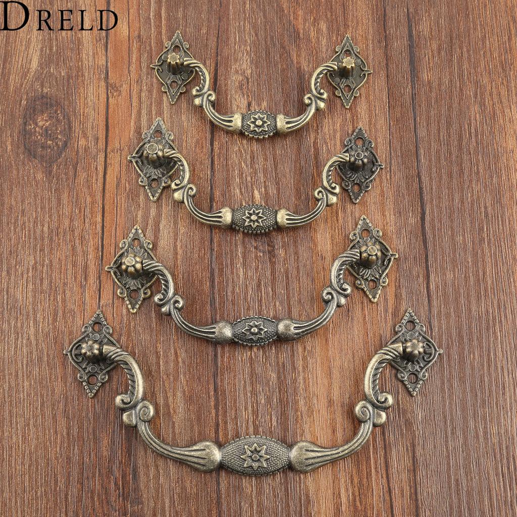 DRELD 1Pc Antique Furniture Handles Cabinet Knobs and Handles Drawer Cabinet Kitchen Pull Cupboard Handle Furniture Fittings