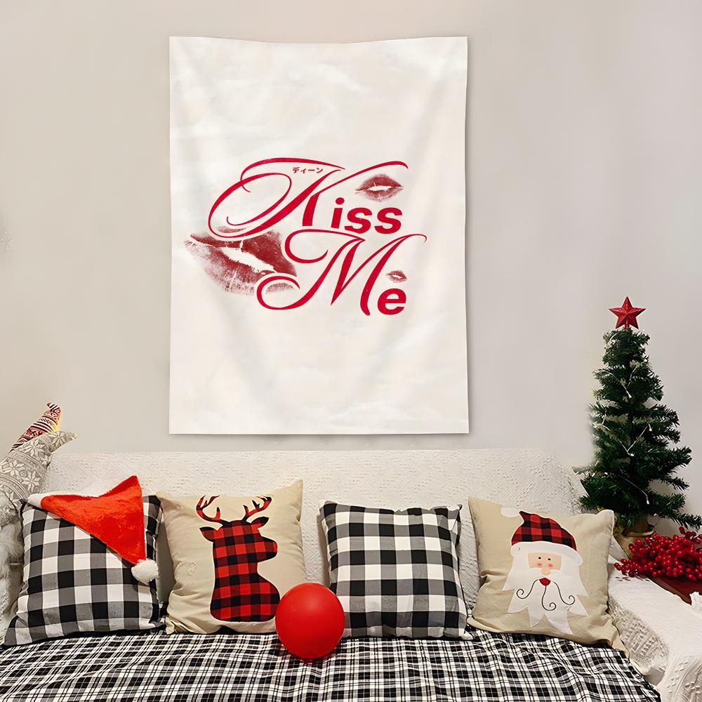Valentines Day Kiss Tapestry Decoration Art Microfiber Background For Bedroom Living Bar Garden Outdoor Festival