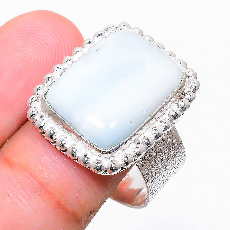 

Этническое ювелирное кольцо ручной работы с драгоценным камнем Republc Larimar, размер 9SR-3806