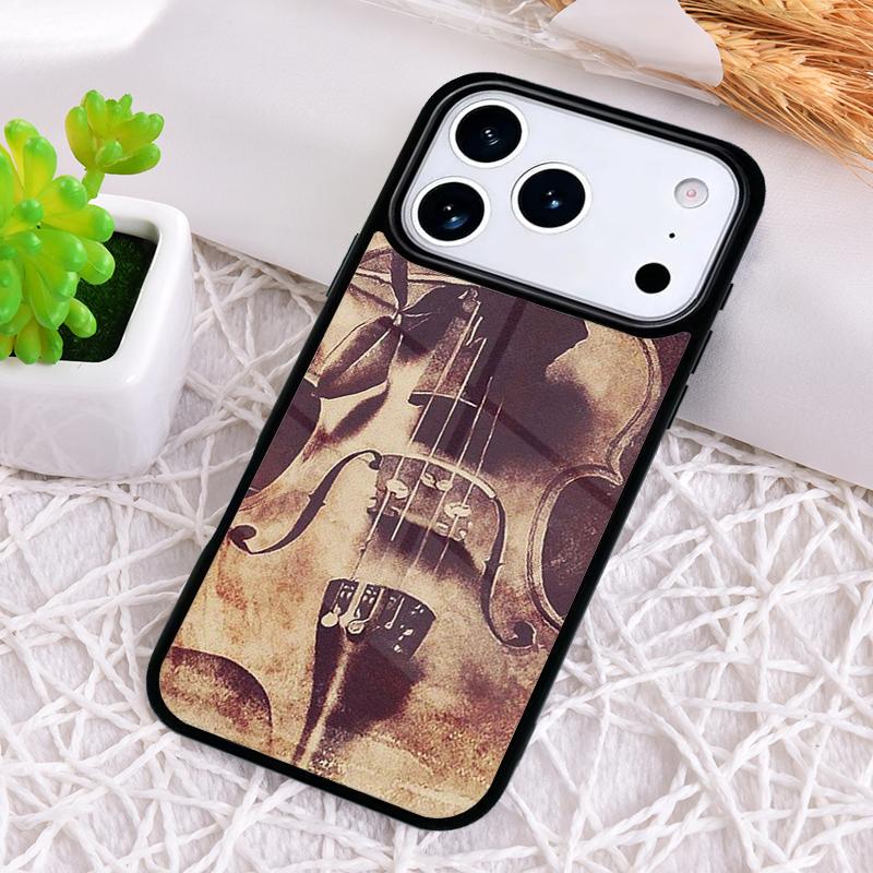 Wood Cello Violin Shockproof Phone Case for iPhone 17 Air 16e 15 11 12 14 13 Pro Max Cover Coque