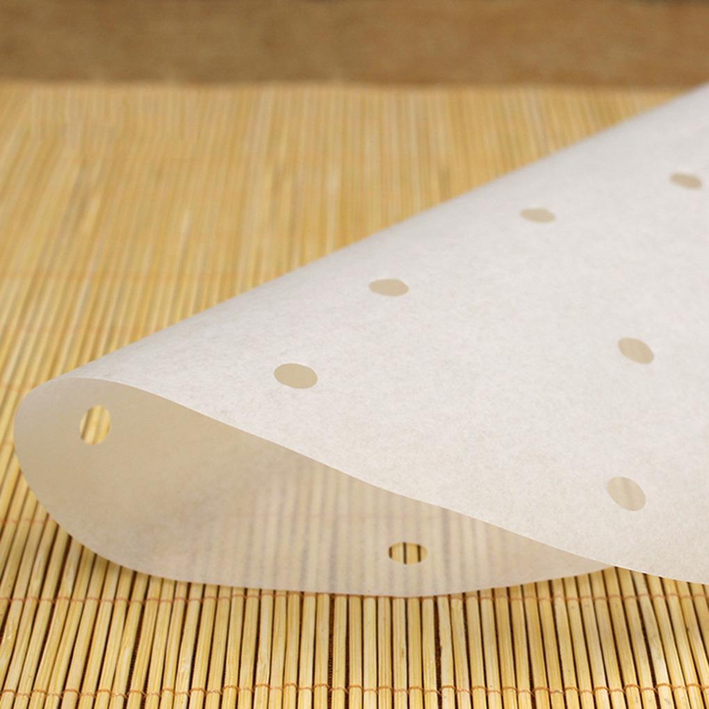 100pcs Bamboo Steamer Liner Perforated Air Fryer Parchment Paper