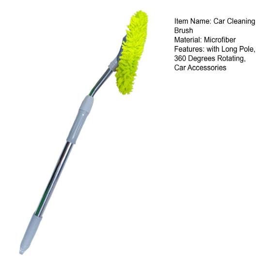 Car Cleaning Brush with Long Pole 360 Degrees Rotating Head Microfiber Brush Telescopic Handle Automotive Cleaning Mop Tools