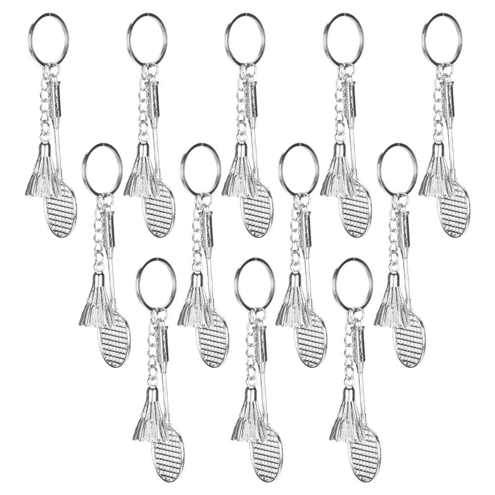 12pcs Fashionable Design Mini Sports Keychain Badminton Racket Keychain Purse Decoration