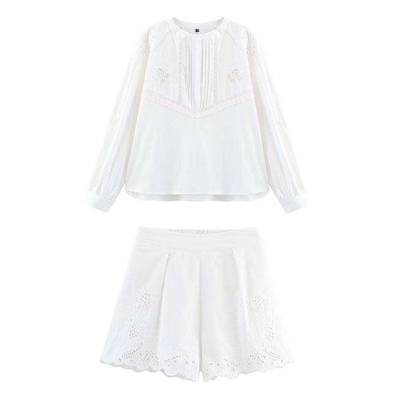 Kaslead New Women Clothes Western Style Fashion Embroidery Shirts Leisure Shorts 4786058 4786059