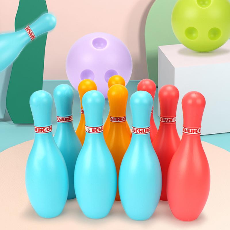 Bowling Games Plastic Color Bowling Set Outdoor Sports Indoor Exercise Ball Ball And Pins Gutterball Funny Bowling Set TMZ