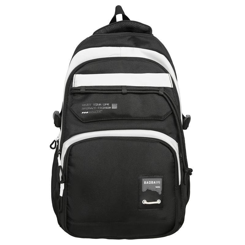 Large Capacity Student Schoolbag Men Color Block Backpack Computer Travel Backpack