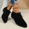 Fashion Vintage Leopard Print Derby Shoes for Women Casual Faux Suede Lace Up Work Shoes Woman Lightweight Comfortable Low Heel Loafers