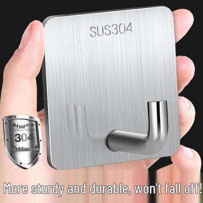 Stainless Steel Punch-Free Bathroom & Kitchen Wall Hook, Load-Bearing, Behind Door Use