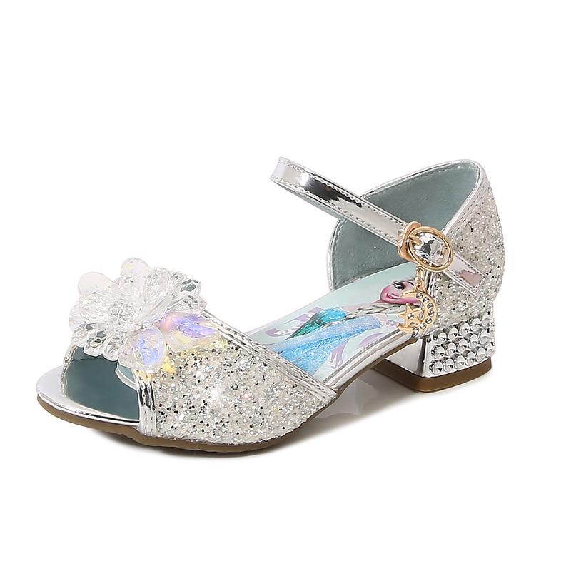 

Girls Crystal High-Heeled Sandals - Elsa Princess Style for Summer 2024 Size 33/21cm