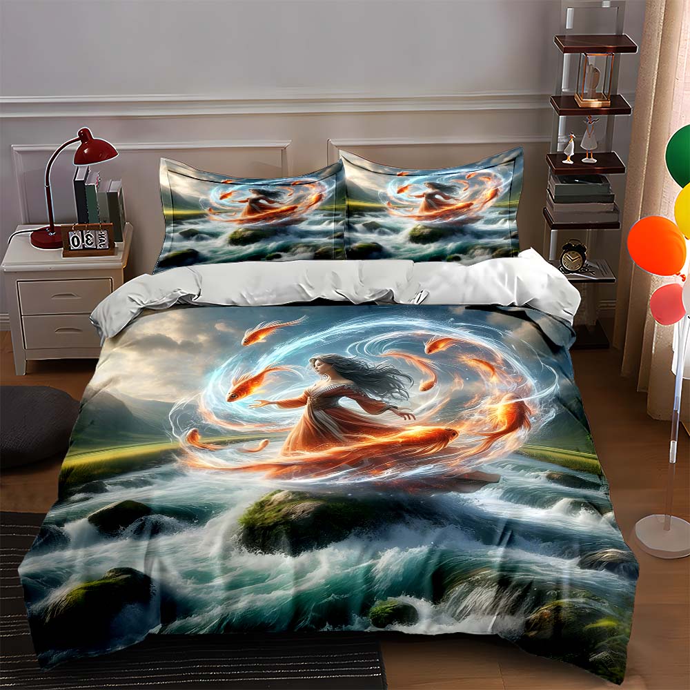 

Whimsical swirling fantasy Bedding Duvet cover sets Duvet covers Pillowcases gifts (1 * Duvet Cover 2 * Pillowcases, without duvet insert) 135x200cm