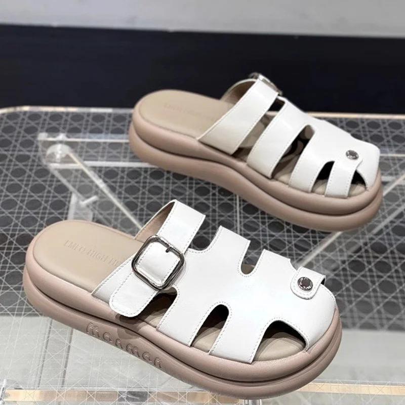 Fashion Flats Women Slippers Fashion Platform Shoes Summer Slingback Mules Shoes Cozy Casual Woman Sandals 2025 Trend Women’s Chaussures